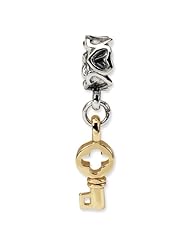 Sterling Silver & 14k s Key Dangle Bead by Reflection Beads, Best Quality Free Gift Box Satisfaction Guaranteed