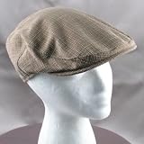 LINEN COTTON STRIPE PLAID IVY DRIVING GOLF CAP HAT SPRING BROWN MESH S/M SMALL - MEDIUM