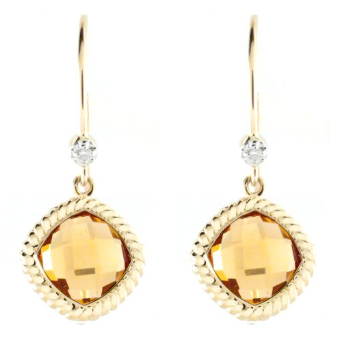 Best 10k Yellow Gold Cushion Cut Citrine Diamond-Accent Rope Trim Eurowire Earrings Guides