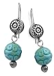 Sterling Silver Native Pearl Turquoise Bead Earrings