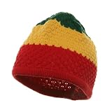 Hand Crocheted Beanies (03)-Green Yellow Red W16S28B