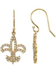 1/2 ct tw Diamond Fleur-De-Lis Earrings IN 14K Yellow Gold