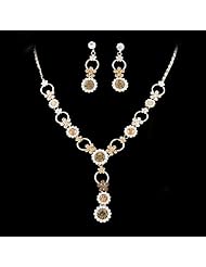 Crystalmood LUX Topaz Swarovski Rhinestone Circle Floral Necklace Earrings Set