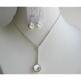Bridal Bridemaids Clear Simulated Crystals Necklace Set Jewelry (BRAND NEW)