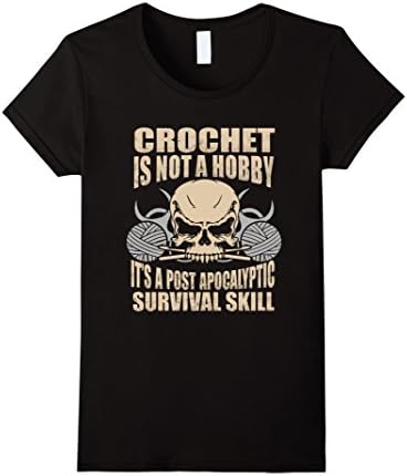 Women's Crochet t shirt- crochet is not a hobby it is a post apocala Small Black