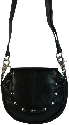 Texcyngoods Womens Lambskin Leather Biker Waist Bag Convertible Cross Body Purse