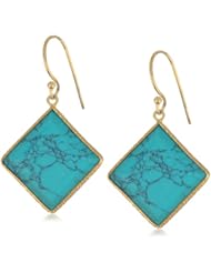 Argento Vivo Gold-Tone Square Turquoise Drop Earrings