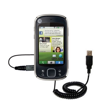Coiled USB Cable for the Motorola Zeppelin with Power Hot Sync and Charge capabilities - uses Gomadic TipExchange Technology