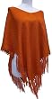 Handmade Lightweight Poncho - Pumpkin Orange (Hand-crocheted Border/medium/large) Handmade Lightweight Poncho - Pumpkin Orange (Hand-crocheted Border/medium/large)