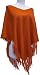 Handmade Lightweight Poncho - Pumpkin Orange (Hand-crocheted Border/medium/large)