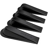 SuperiorMaker Door Stop Works on All Surfaces, Including Carpet And Keeps Door Securely Open - 4 Pack of Black Stylish Rubber Flexible Floor Door Stops - Non-Scratching Door Stop - Modern Wedge Door Stop Design