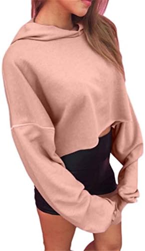 EKIMI Women's Hoodie Short Cotton Sweatshirt Jumper Pullover Tops (S)
