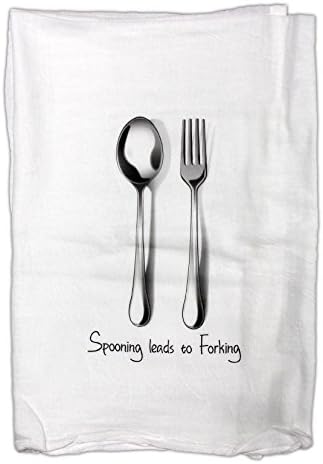 Mariasch Studios 28" x 30" Novelty Cotton Flour Sack Hand Towel (Spooning Leads to Forking)