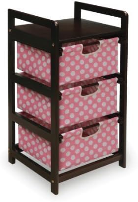 Badger Basket Three Drawer Hamper/Storage Unit, Espresso/Pink by Badger Basket