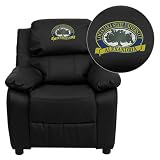Flash Furniture LSU Alexandria Generals Embroidered Black Leather Kids Recliner with Storage Arms
