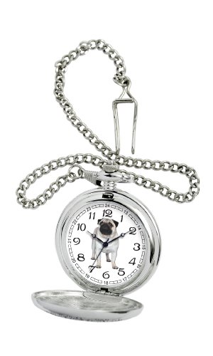American Kennel Club Men's D1628 Pug Pocket Watch with Chain