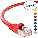 InstallerParts (5 Pack Ethernet Cable CAT5E Cable UTP Booted 1.5 FT - Red - Professional Series - 1Gigabit/Sec Network/Internet Cable, 350MHZ