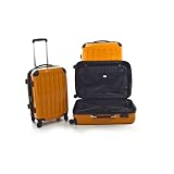 3 Valises rigide &agrave; roulettes 4 roues Orange Polycarbonate set Petite 57L, median 87L, Grande 130 L Hauptstadtkoffer
