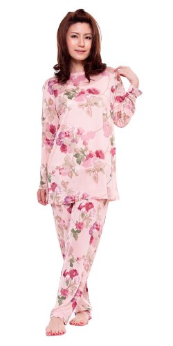 【シルク100％】ニット生地　パジャマ（ピンク）