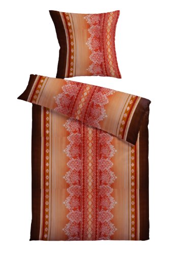 Kinzler Q-17395/32 Mikrofaser Fleece Bettw&auml;sche Svenja 80 x 80 cm + 135 x 200 cm, rot