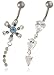Silver & Titanium AMBD107176 Ladies Set Of 2 Cubic Zirconia & Cry Body Bar