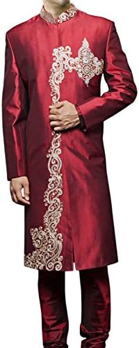 INMONARCH Mens Bollywood Designer Sherwani SH412 44XL Maroon