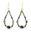Earrings - E309 - Bugle Beads and Fire Polished Glass Beads - Oval Loop ~ Black Irridescent
