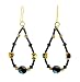 Earrings - E309 - Bugle Beads and Fire Polished Glass Beads - Oval Loop ~ Black Irridescent