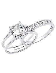 14k White Gold Princess-Cut Cz Cubic Zirconia Ladies Solitaire Engagement Ring... by 