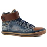 Diesel Expoband Denim Hi Top Mens Trainers Indigo
