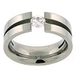 Stainless Steel Ring CZ Diamond Contemporary Style 316L Polished Finish by Bucasi SALE