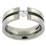 Stainless Steel Ring CZ Diamond Contemporary Style 316L Polished Finish by Bucasi SALE