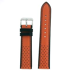 Watch Band Sport Design Orange Black Genuine Leather 22 millimeter Tech Swiss
