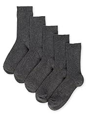5 Pairs of Freshfeet™ Cotton Rich Ribbed School Socks