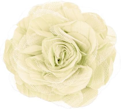 Fun Fabric Tulle Wedding Party Flower Hair Clip, 3.5-inch (ivory)