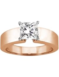 0.60 Ct Princess H/I I1 Diamond 14K Rose Gold Ring