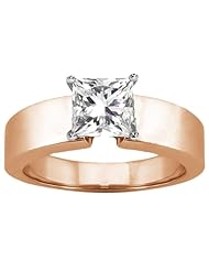 0.60 Ct Princess H/I SI1/SI2 Diamond 14K Rose Gold Ring
