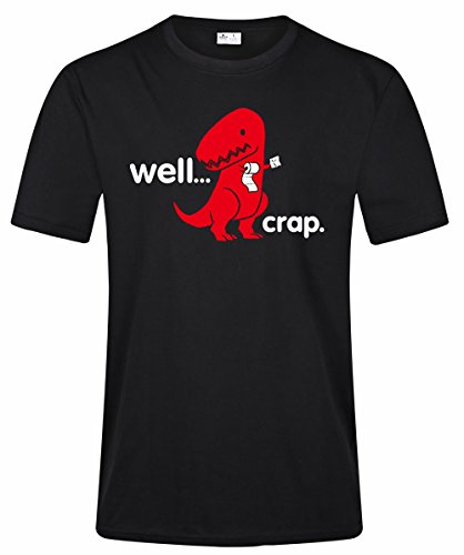 HSX Tees Men's Well Crap Roll Paper T-Rex Dinosaur Funny Tee Shirt