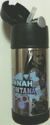 Hannah Montana Thermos Funtainer 12oz Beverage Bottle with Flip Lid and Built in Straw