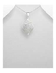 Flower Pendant Necklace In 92.5 Sterling Silver