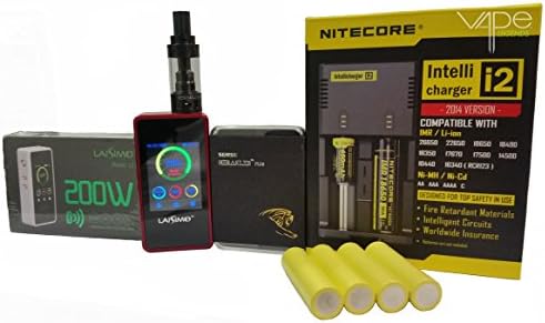 LAISIMO L1 200W COMBO KIT RED + HERAKLES PLUS TANK + NITECORE I2 CHARGER + 4 LG 18650 HE4 BATTERIES