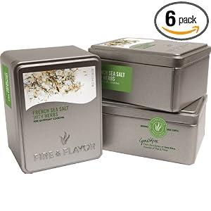 FIRE and FLAVOR French Sea Salt with Herbs, 2.5-Ounce Tins (Pack of 6) by FIRE & FLAVOR