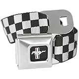 Checkered Black & White Ford Mustang Seatbelt Buckle Fashion Belt
