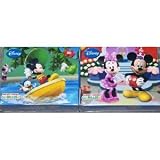 Disney Mickey Mouse Clubhouse Set of Two 50 Piece Mini Puzzles and Blue LCD Wristwatch