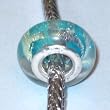 Murano Style "925" Glass Lampwork Bead Fits Pandora Seamist with Silver Foil Swirl, 14mm (3)