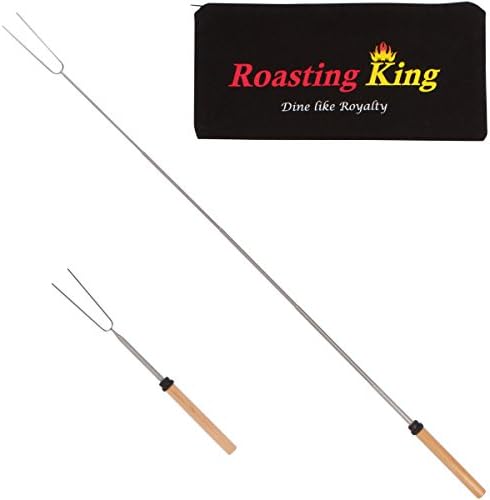 Marshmallow Roasting Sticks Set of 10 Telescoping Hot Dog Forks &amp; S'mores Skewers Extendable 12 - 32 Inch Stainless Steel Camping Accessories for Kids - FREE Carrying Case Included