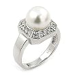 Round CZ And Freshwater Pearl Square Ring