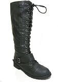 41MbIGfoB9L. SL160  Biker Military Harness Riding Lace up Knee Boot