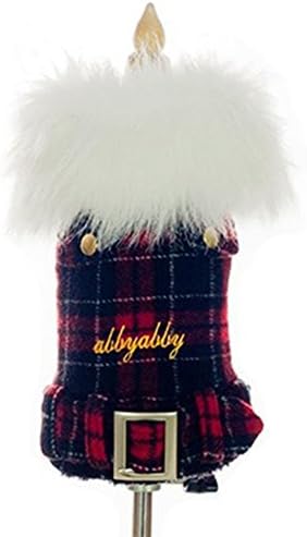 GSHappyPet Two-leg Warm Fleece Swallow Gird Press Jumpsuit Vest with Collar Lapel Decorative Belt Red XS