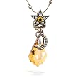 Amaro Necklace - Moon and Star Amulet in Gunmetal and Amber Tones #12941 AMK ONK